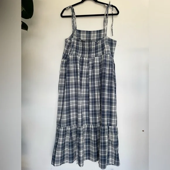 Anthropologie Gingham Plaid Babydoll Midi Dress - Picture 6 of 12